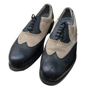 Etonic Mens Leather & Suede Golf Shoes Size 11W Black/Tan Dry-Tech JJ4107